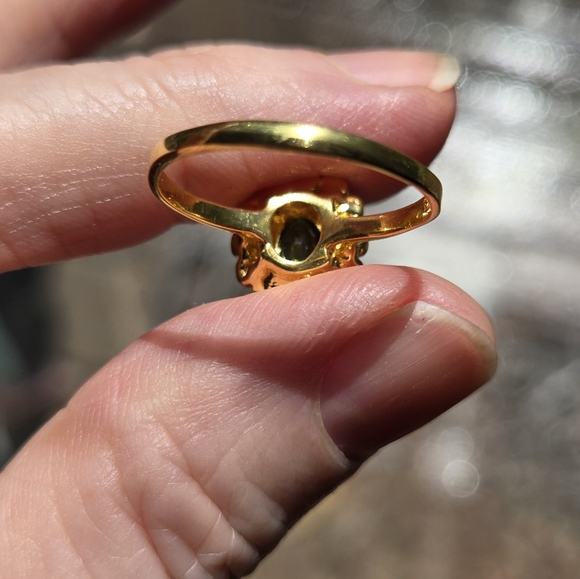 2k Sapphire flower sterling & gold ring sz8 - Picture 6 of 8